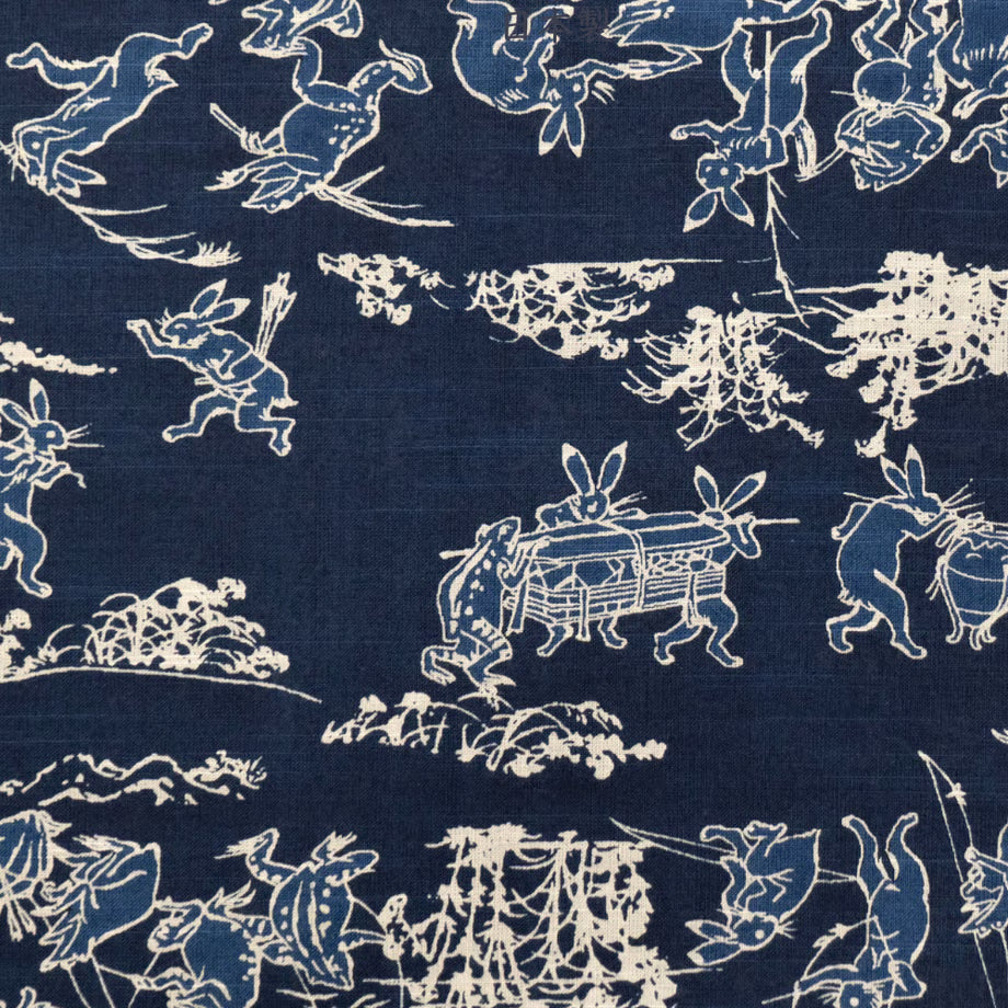 鳥獣戯画　藍色 S/M/L/LLプレタサイズ｜優華壇ゆかた・夏着物｜井登美