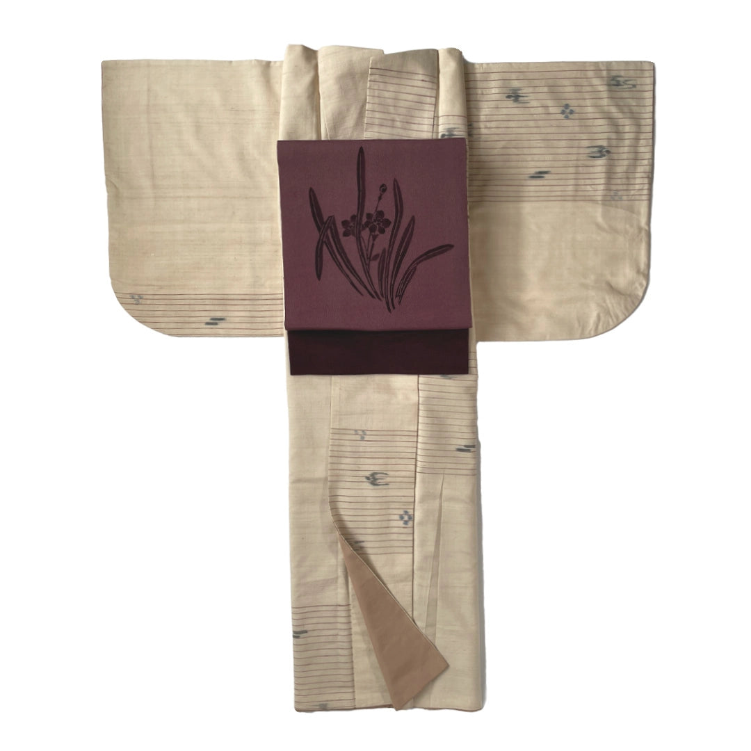 [Stylish cafe date coordination] Komon + eight-inch Nagoya obi