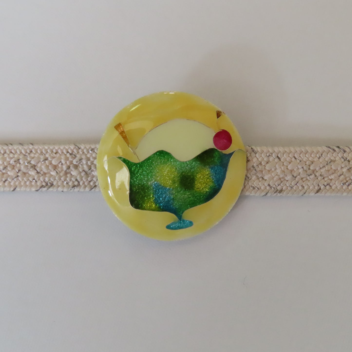 夏用帯留め「クリームソーダ」