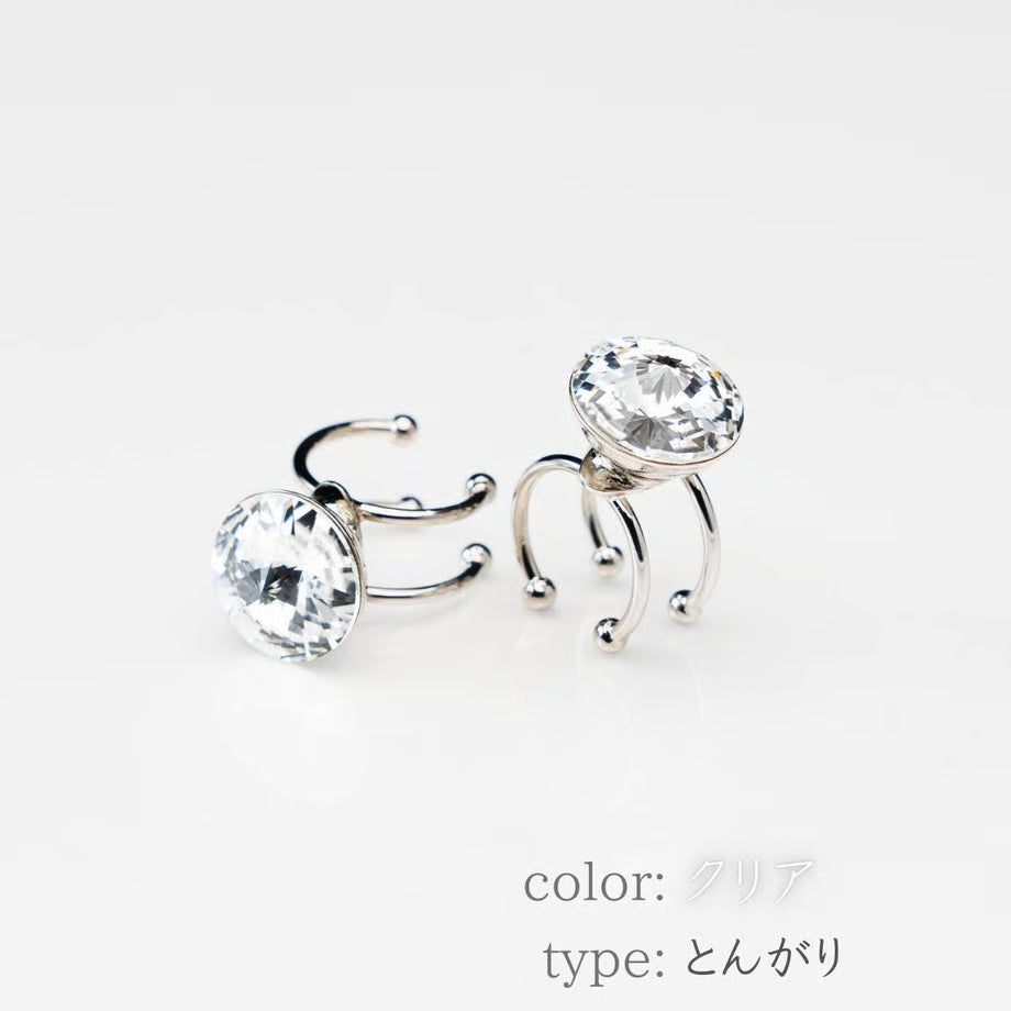 草履ピアス（クリスタル）とんがり型