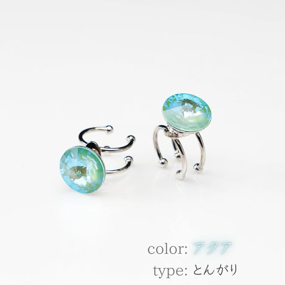 草履ピアス（クリスタル）とんがり型