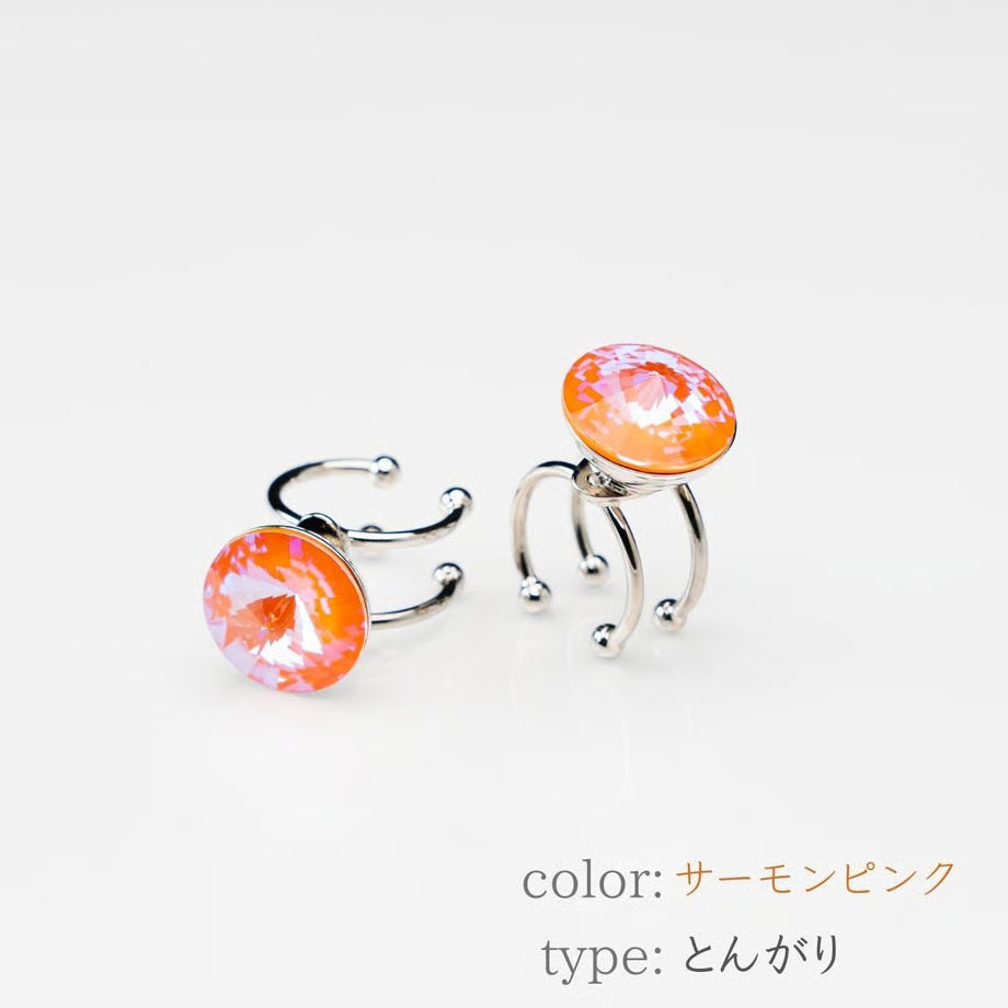 草履ピアス（クリスタル）とんがり型