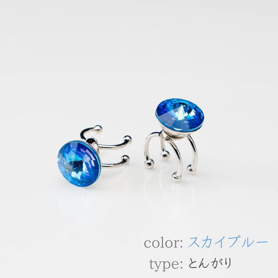 草履ピアス（クリスタル）とんがり型