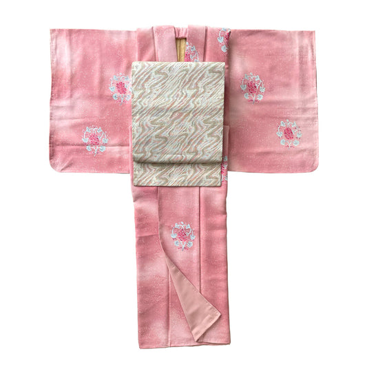 【音楽鑑賞コーデ】小紋＋九寸名古屋帯　胴裏変色確認未